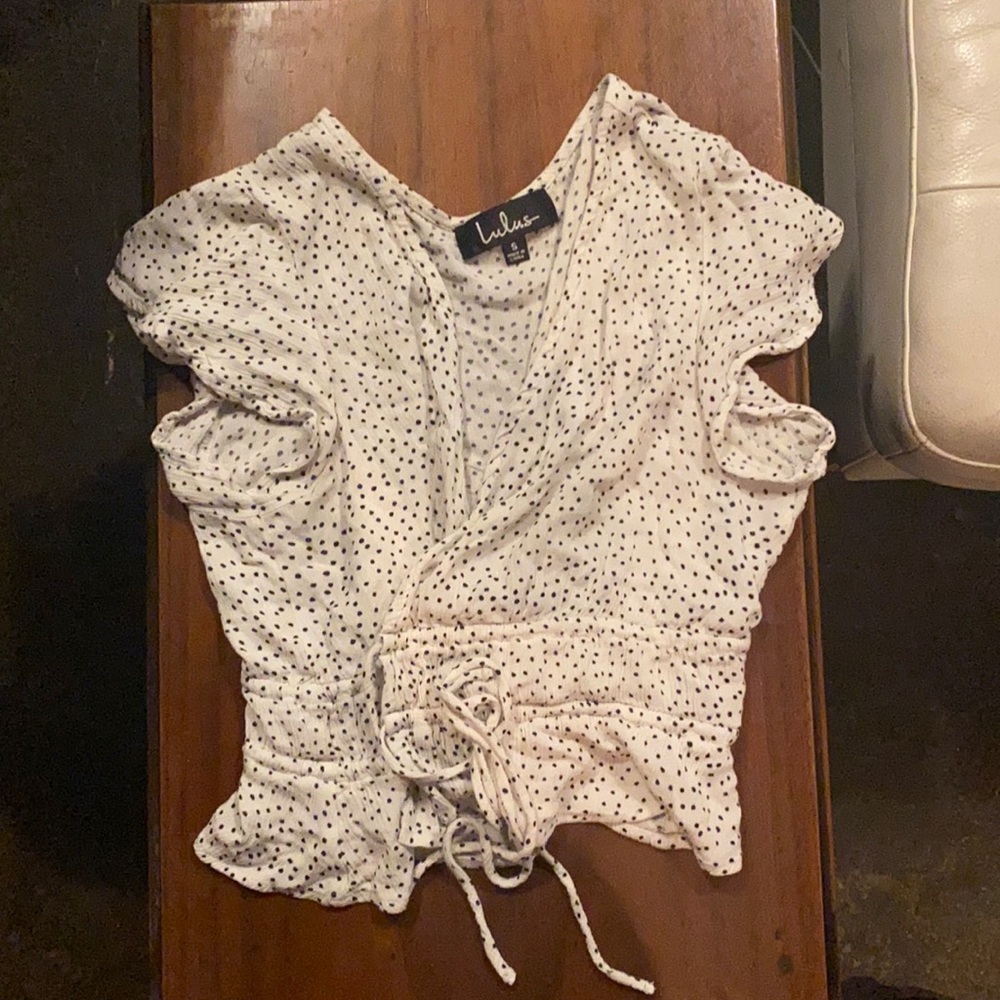 Lulus White Blouse with Dots